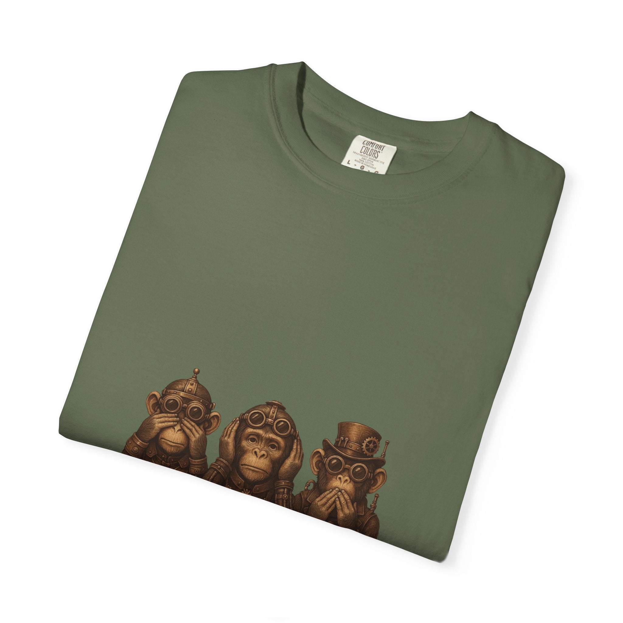 Wise Monkeys from "Steampunk Kingdom" Graphic Tee, Unisex Shirt, Casual Wear, Gift for Animal Lovers, Eco-Friendly Fashion, Cool Summer T-Shirt