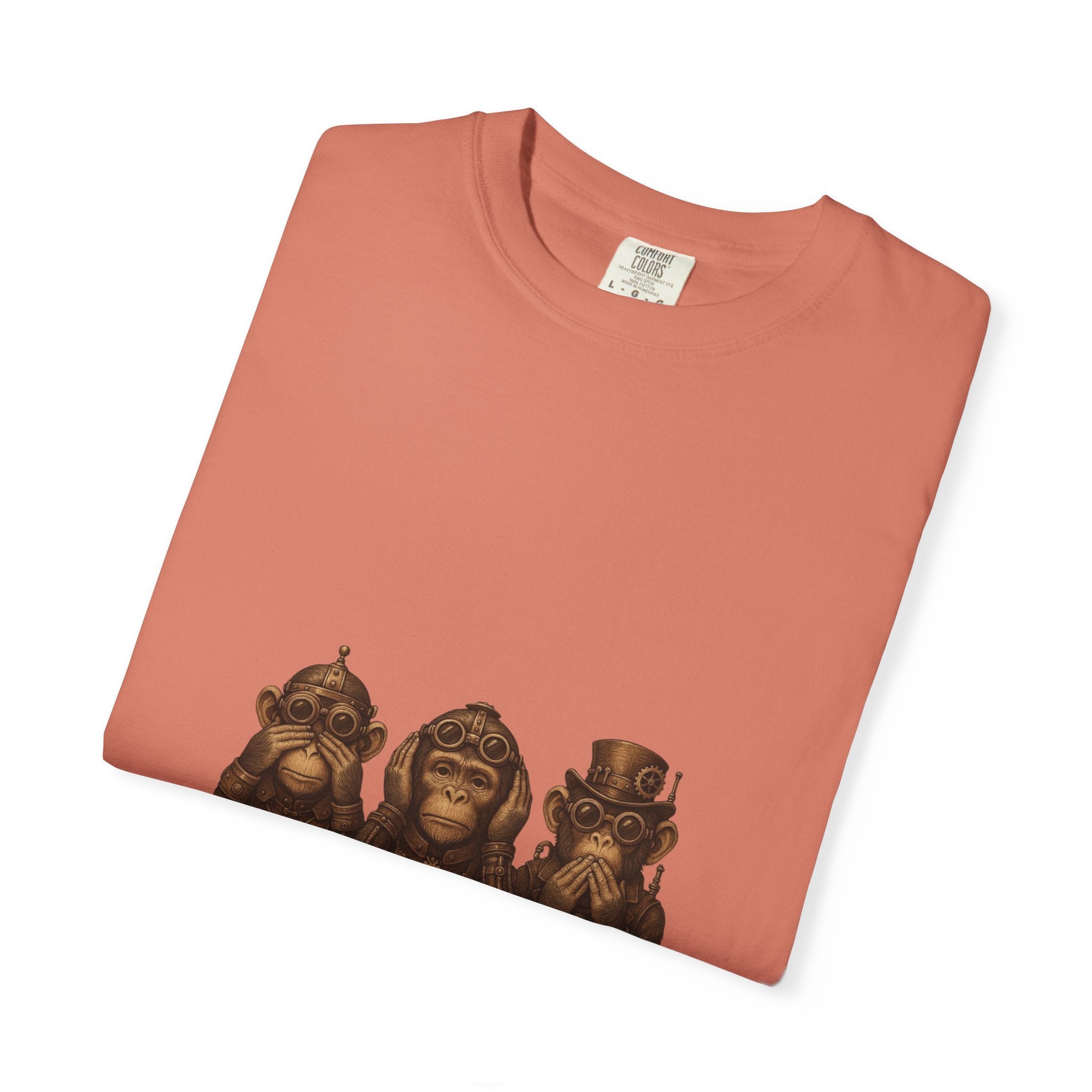 Wise Monkeys from "Steampunk Kingdom" Graphic Tee, Unisex Shirt, Casual Wear, Gift for Animal Lovers, Eco-Friendly Fashion, Cool Summer T-Shirt