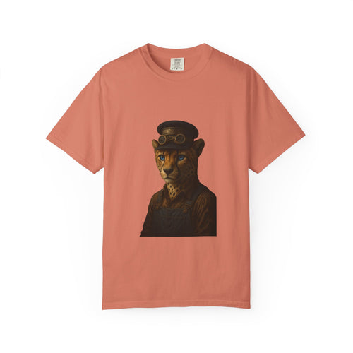 Cheetah Conductor from "Steampunk Kingdom" T-shirt, Unisex Tee, Animal Lover Gift, Casual Wear, Unique Graphic Tee, Perfect for Festivals