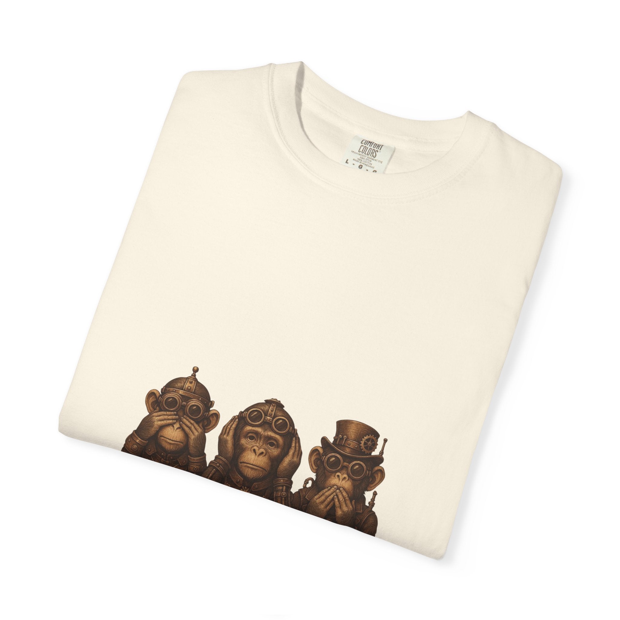 Wise Monkeys from "Steampunk Kingdom" Graphic Tee, Unisex Shirt, Casual Wear, Gift for Animal Lovers, Eco-Friendly Fashion, Cool Summer T-Shirt