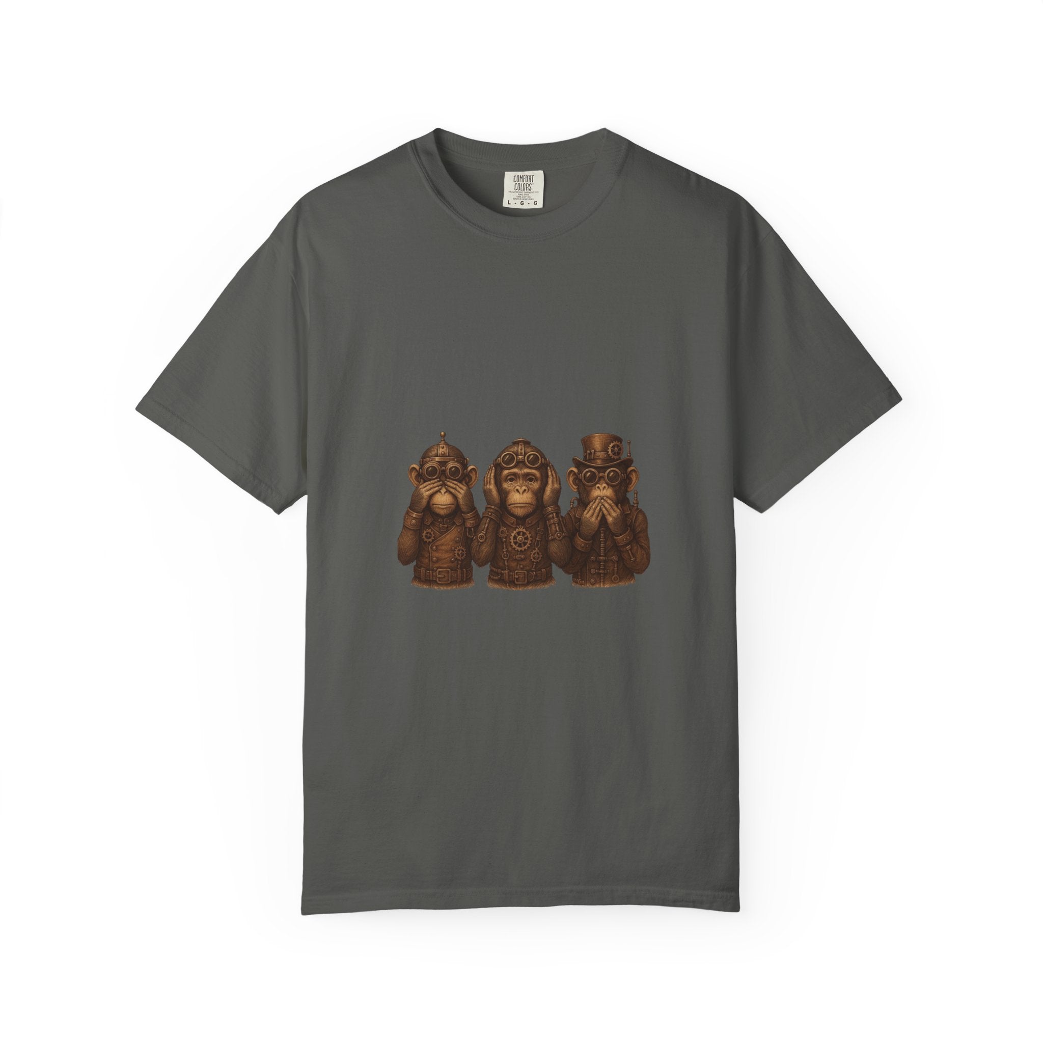 Wise Monkeys from "Steampunk Kingdom" Graphic Tee, Unisex Shirt, Casual Wear, Gift for Animal Lovers, Eco-Friendly Fashion, Cool Summer T-Shirt