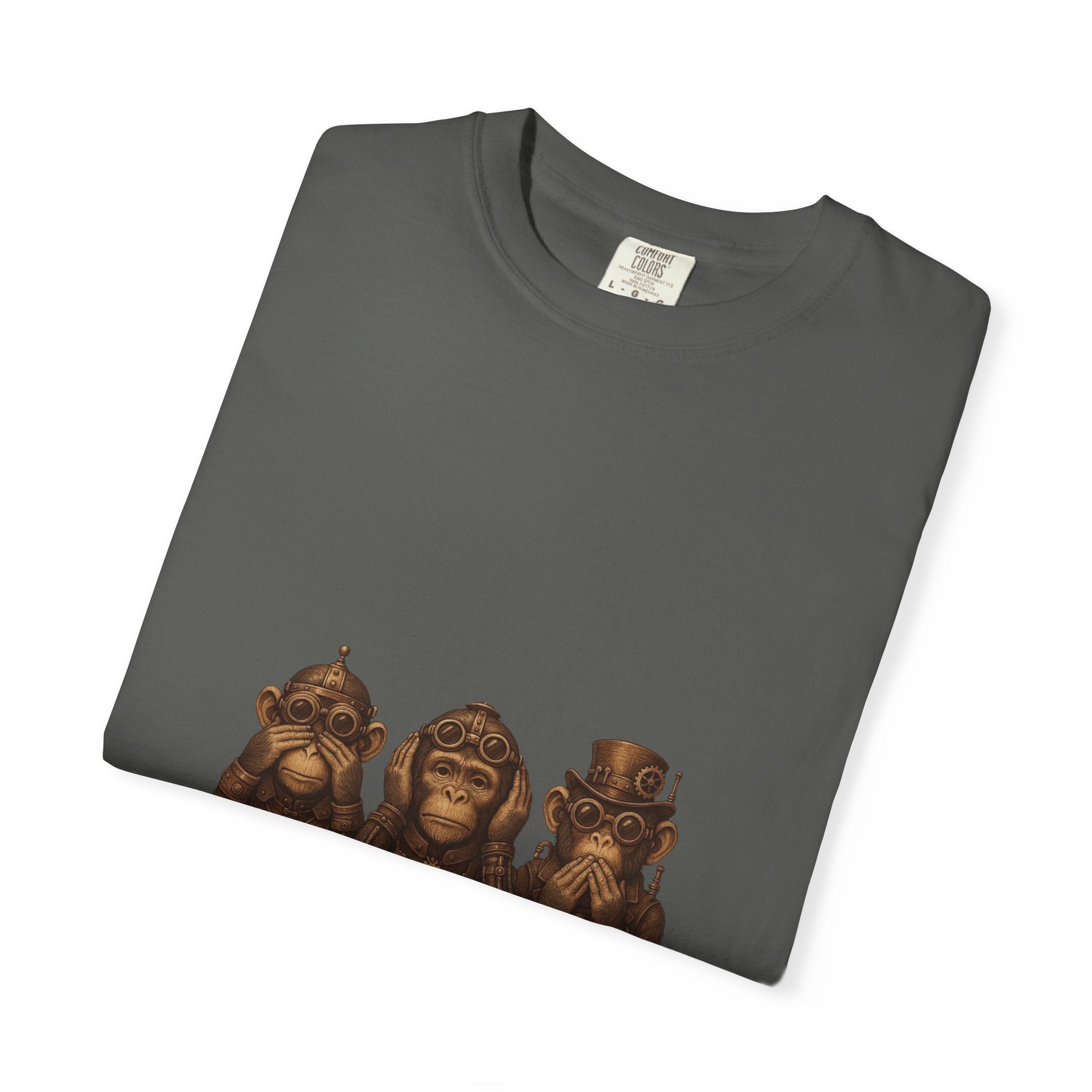 Wise Monkeys from "Steampunk Kingdom" Graphic Tee, Unisex Shirt, Casual Wear, Gift for Animal Lovers, Eco-Friendly Fashion, Cool Summer T-Shirt