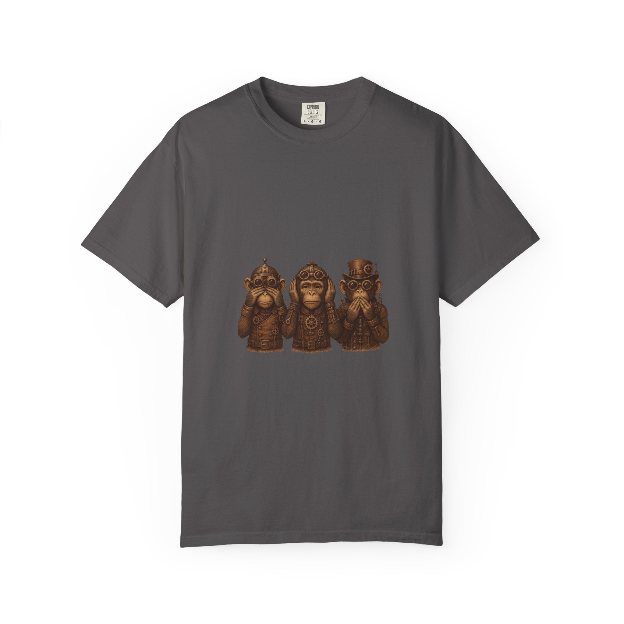 Wise Monkeys from "Steampunk Kingdom" Graphic Tee, Unisex Shirt, Casual Wear, Gift for Animal Lovers, Eco-Friendly Fashion, Cool Summer T-Shirt