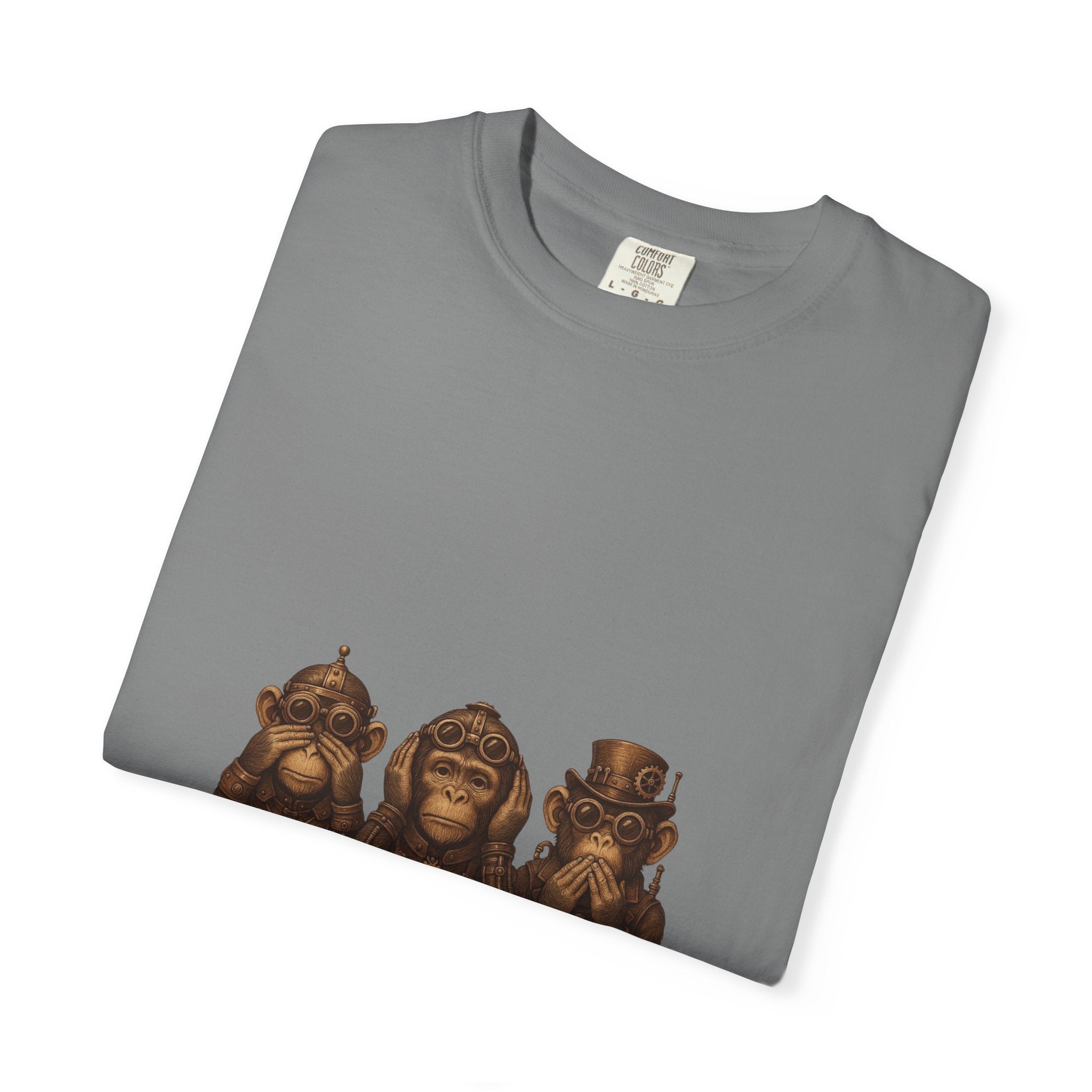 Wise Monkeys from "Steampunk Kingdom" Graphic Tee, Unisex Shirt, Casual Wear, Gift for Animal Lovers, Eco-Friendly Fashion, Cool Summer T-Shirt