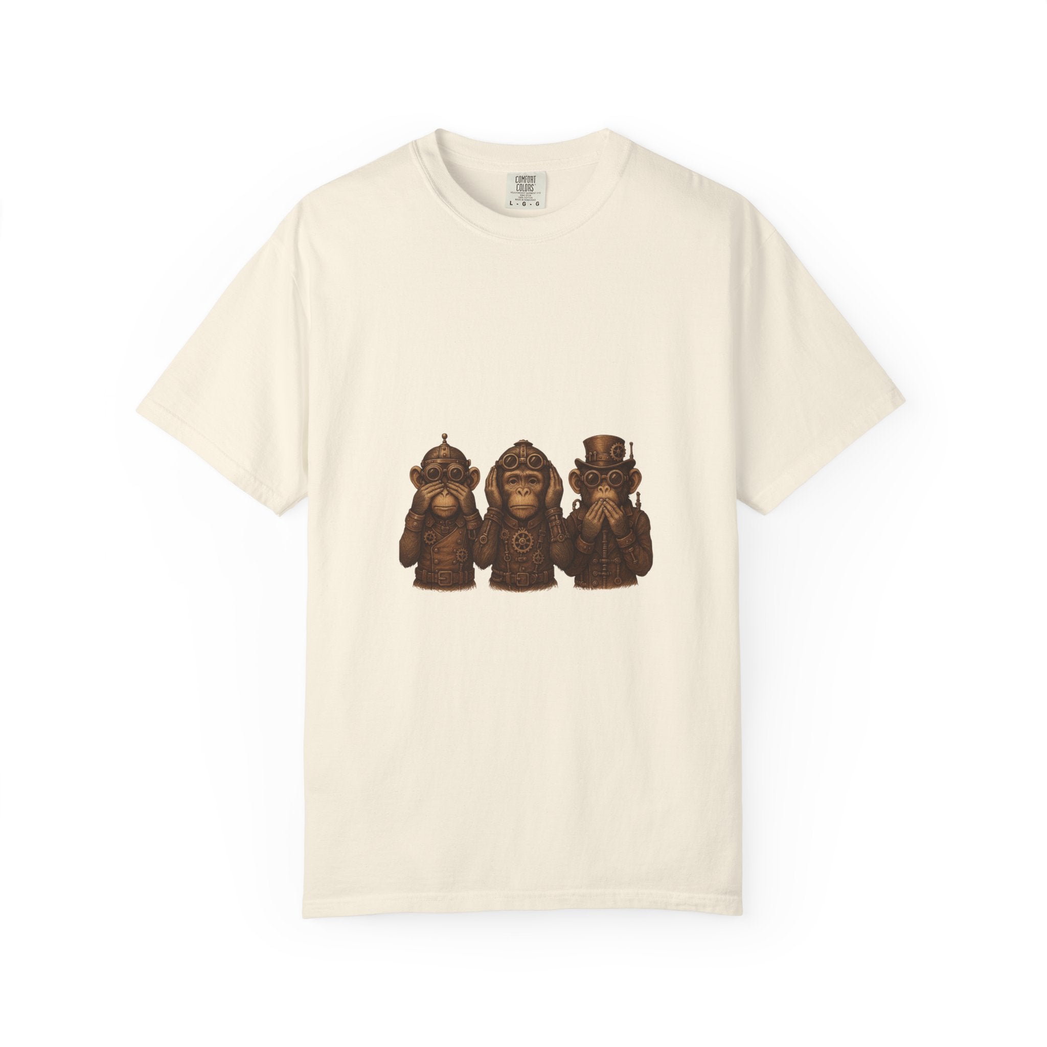 Wise Monkeys from "Steampunk Kingdom" Graphic Tee, Unisex Shirt, Casual Wear, Gift for Animal Lovers, Eco-Friendly Fashion, Cool Summer T-Shirt
