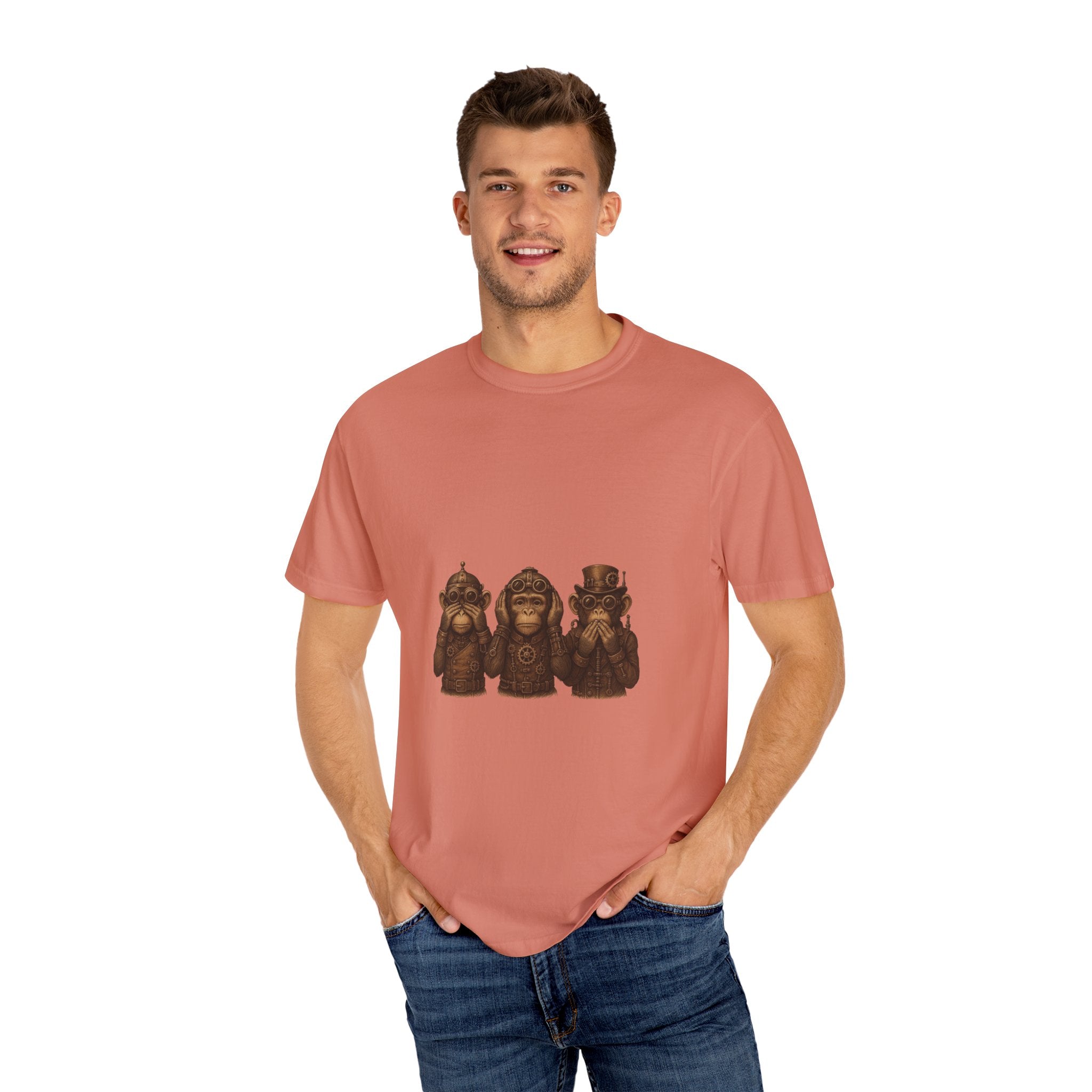 Wise Monkeys from "Steampunk Kingdom" Graphic Tee, Unisex Shirt, Casual Wear, Gift for Animal Lovers, Eco-Friendly Fashion, Cool Summer T-Shirt