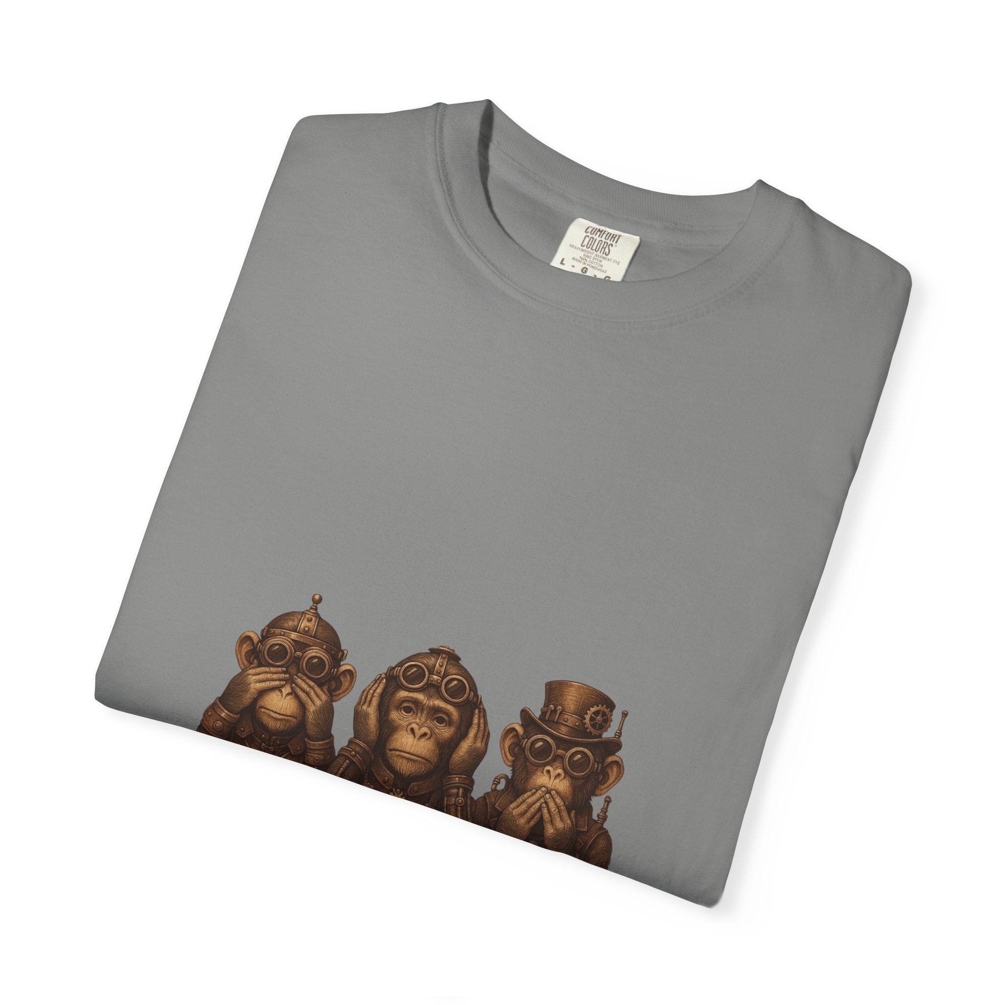 Wise Monkeys from "Steampunk Kingdom" Graphic Tee, Unisex Shirt, Casual Wear, Gift for Animal Lovers, Eco-Friendly Fashion, Cool Summer T-Shirt