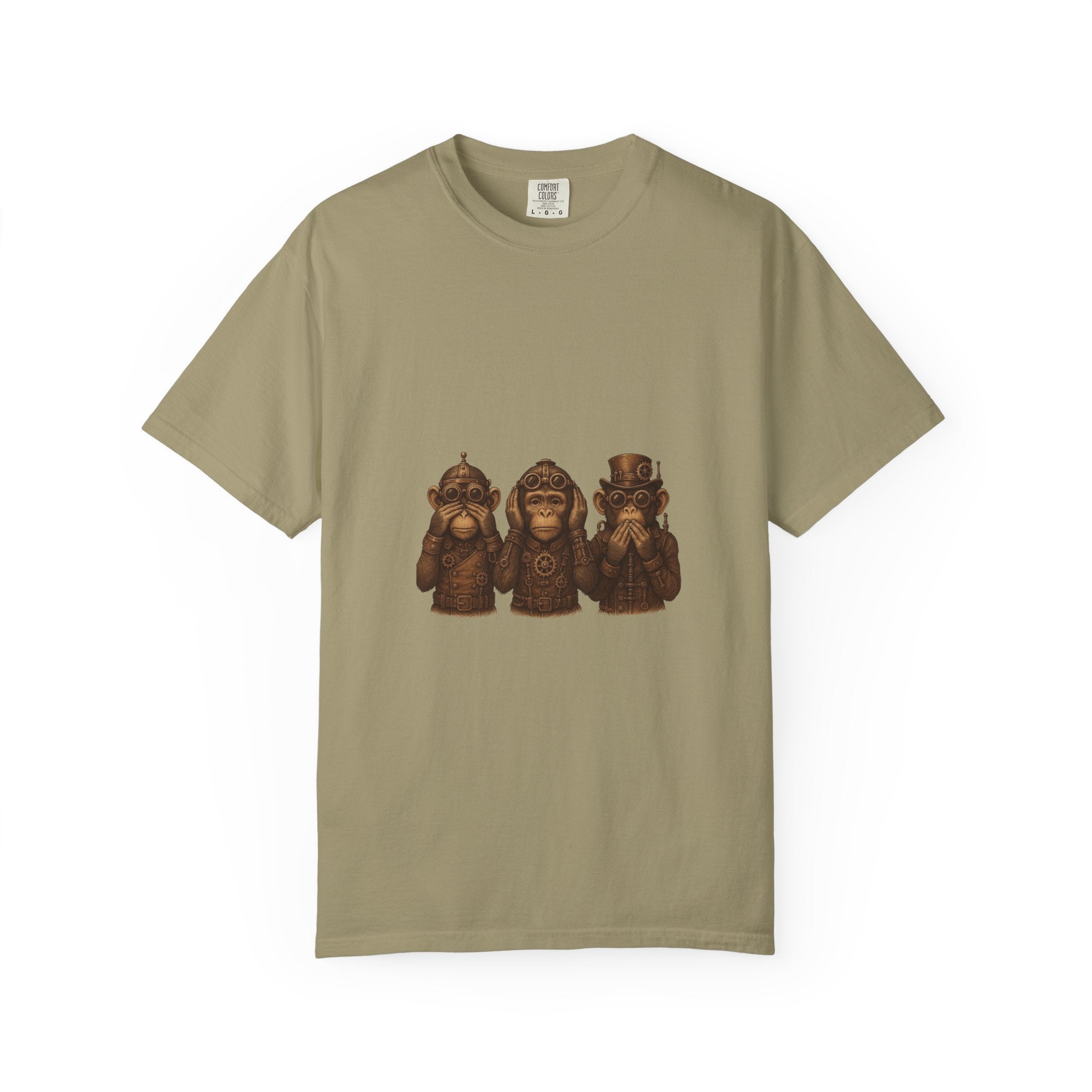 Wise Monkeys from "Steampunk Kingdom" Graphic Tee, Unisex Shirt, Casual Wear, Gift for Animal Lovers, Eco-Friendly Fashion, Cool Summer T-Shirt