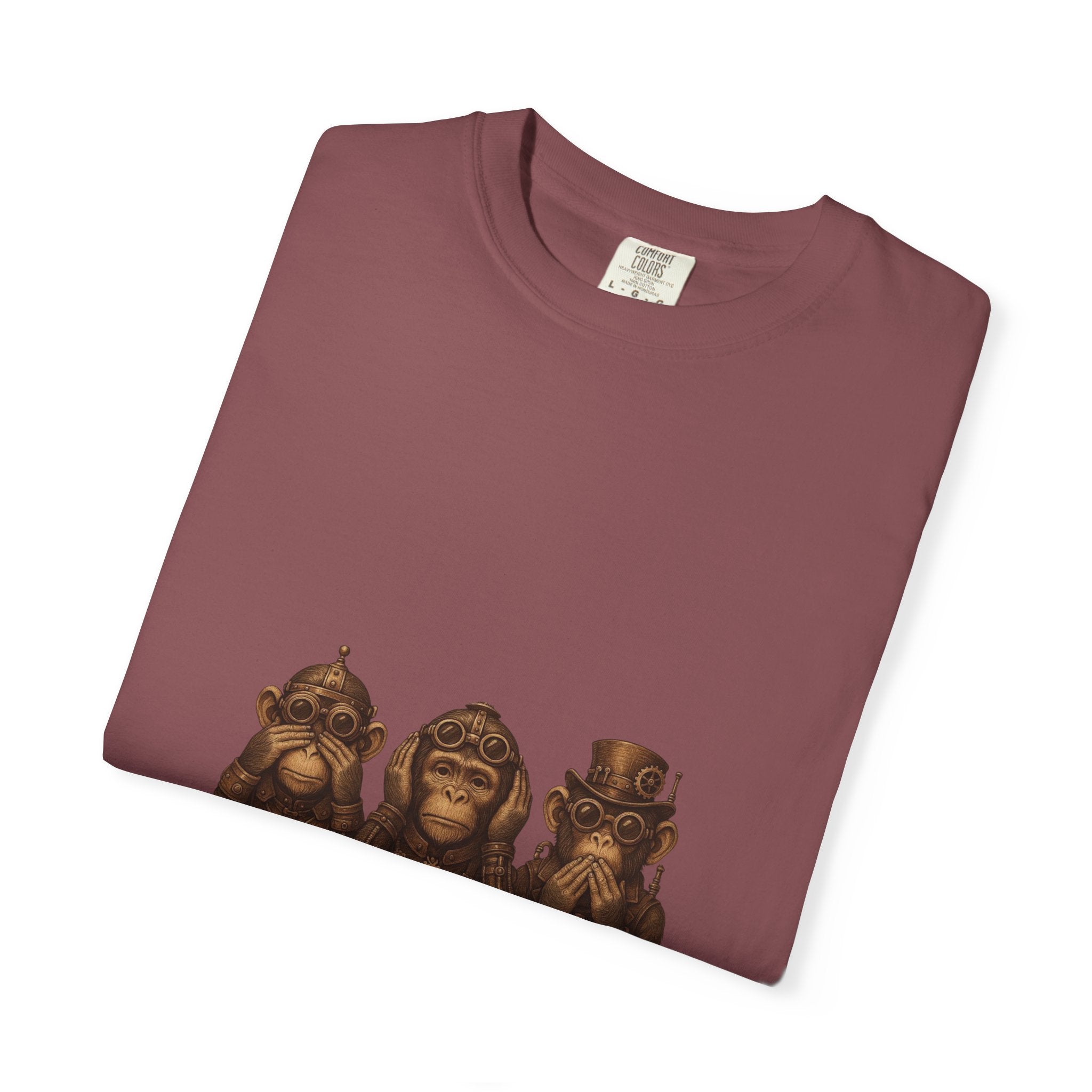 Wise Monkeys from "Steampunk Kingdom" Graphic Tee, Unisex Shirt, Casual Wear, Gift for Animal Lovers, Eco-Friendly Fashion, Cool Summer T-Shirt