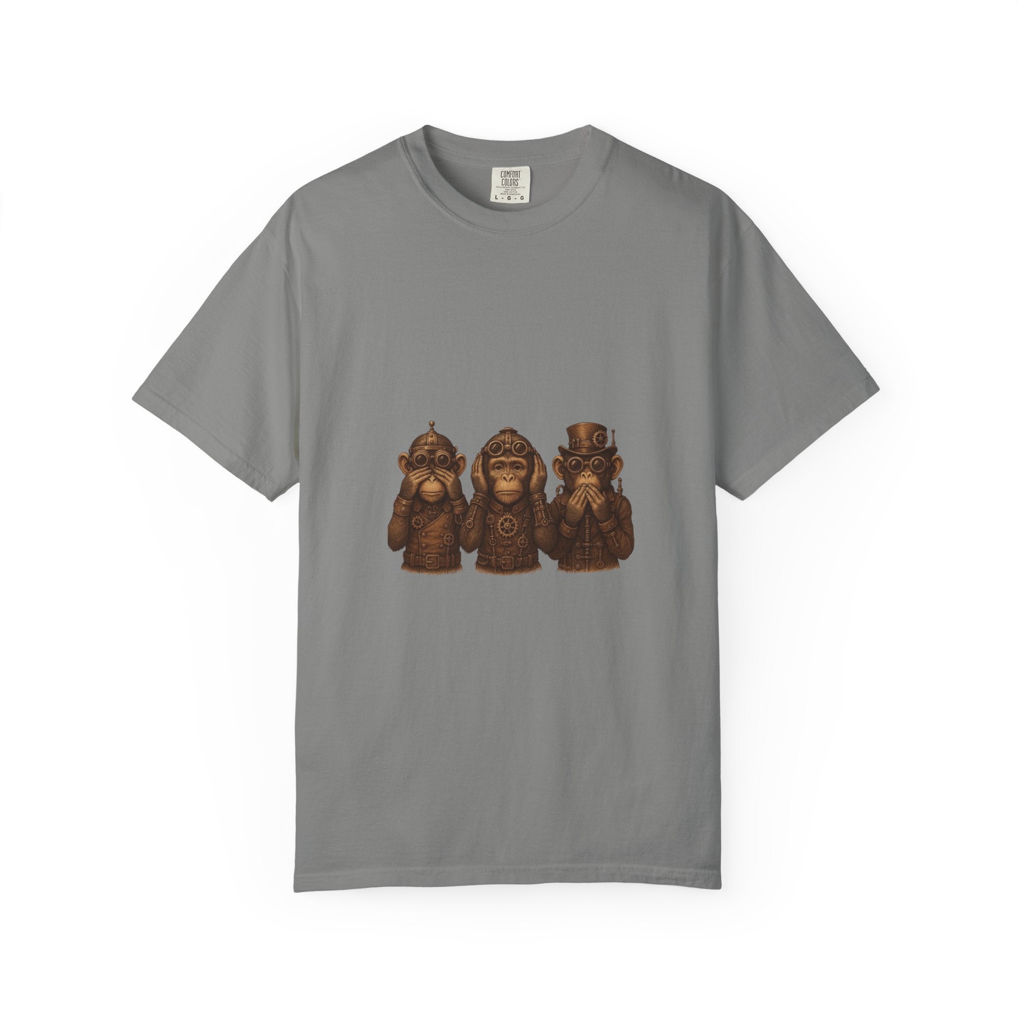 Wise Monkeys from "Steampunk Kingdom" Graphic Tee, Unisex Shirt, Casual Wear, Gift for Animal Lovers, Eco-Friendly Fashion, Cool Summer T-Shirt