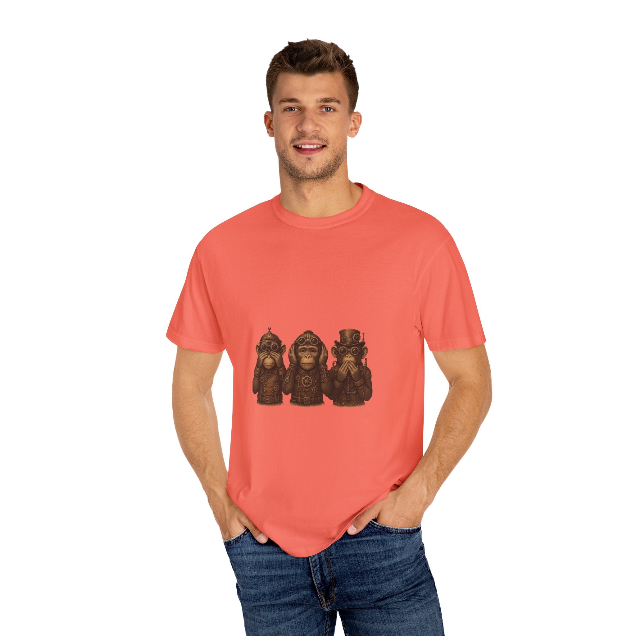 Wise Monkeys from "Steampunk Kingdom" Graphic Tee, Unisex Shirt, Casual Wear, Gift for Animal Lovers, Eco-Friendly Fashion, Cool Summer T-Shirt