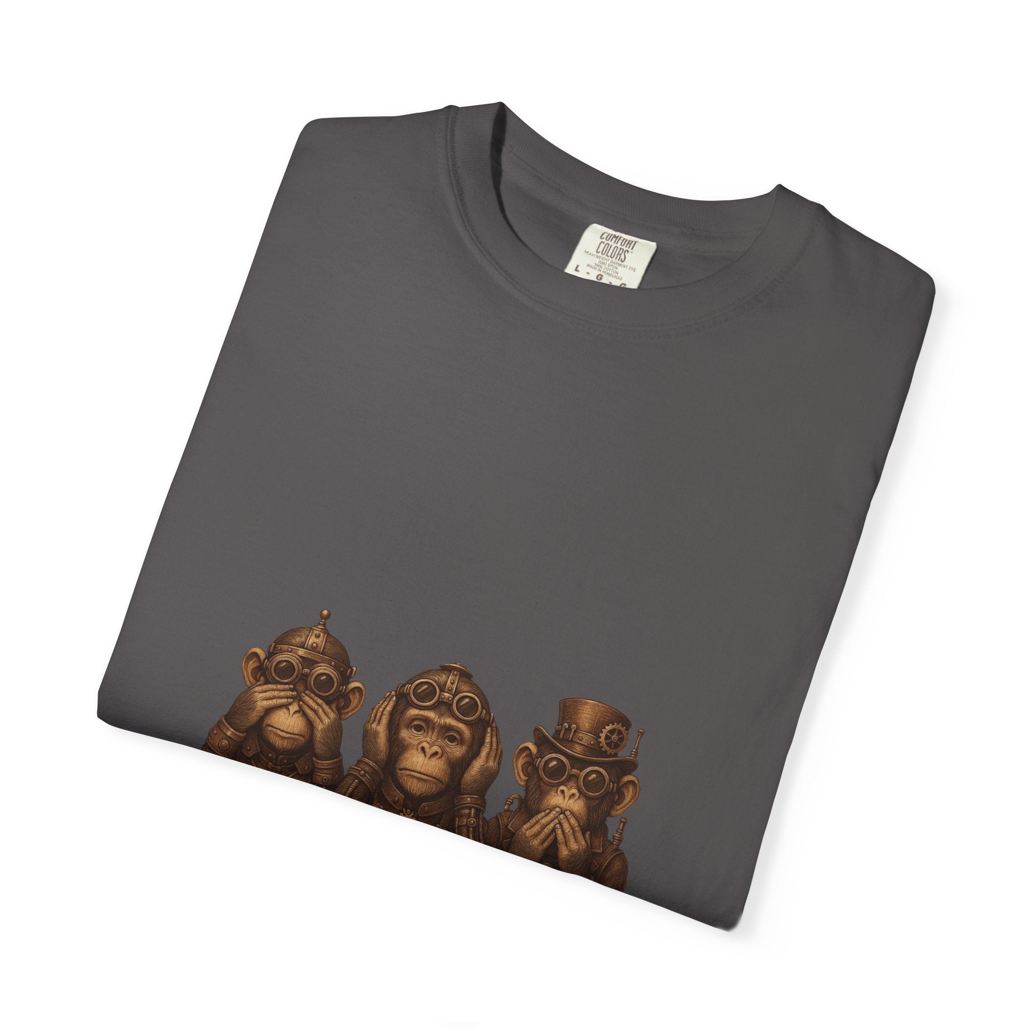 Wise Monkeys from "Steampunk Kingdom" Graphic Tee, Unisex Shirt, Casual Wear, Gift for Animal Lovers, Eco-Friendly Fashion, Cool Summer T-Shirt