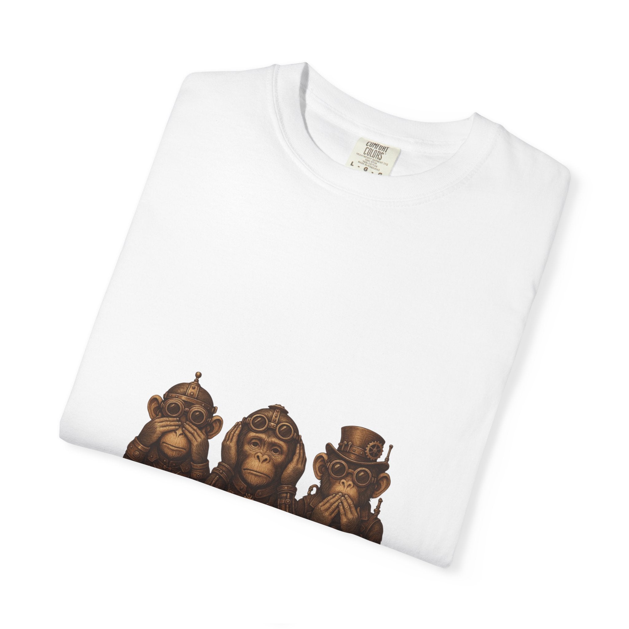 Wise Monkeys from "Steampunk Kingdom" Graphic Tee, Unisex Shirt, Casual Wear, Gift for Animal Lovers, Eco-Friendly Fashion, Cool Summer T-Shirt