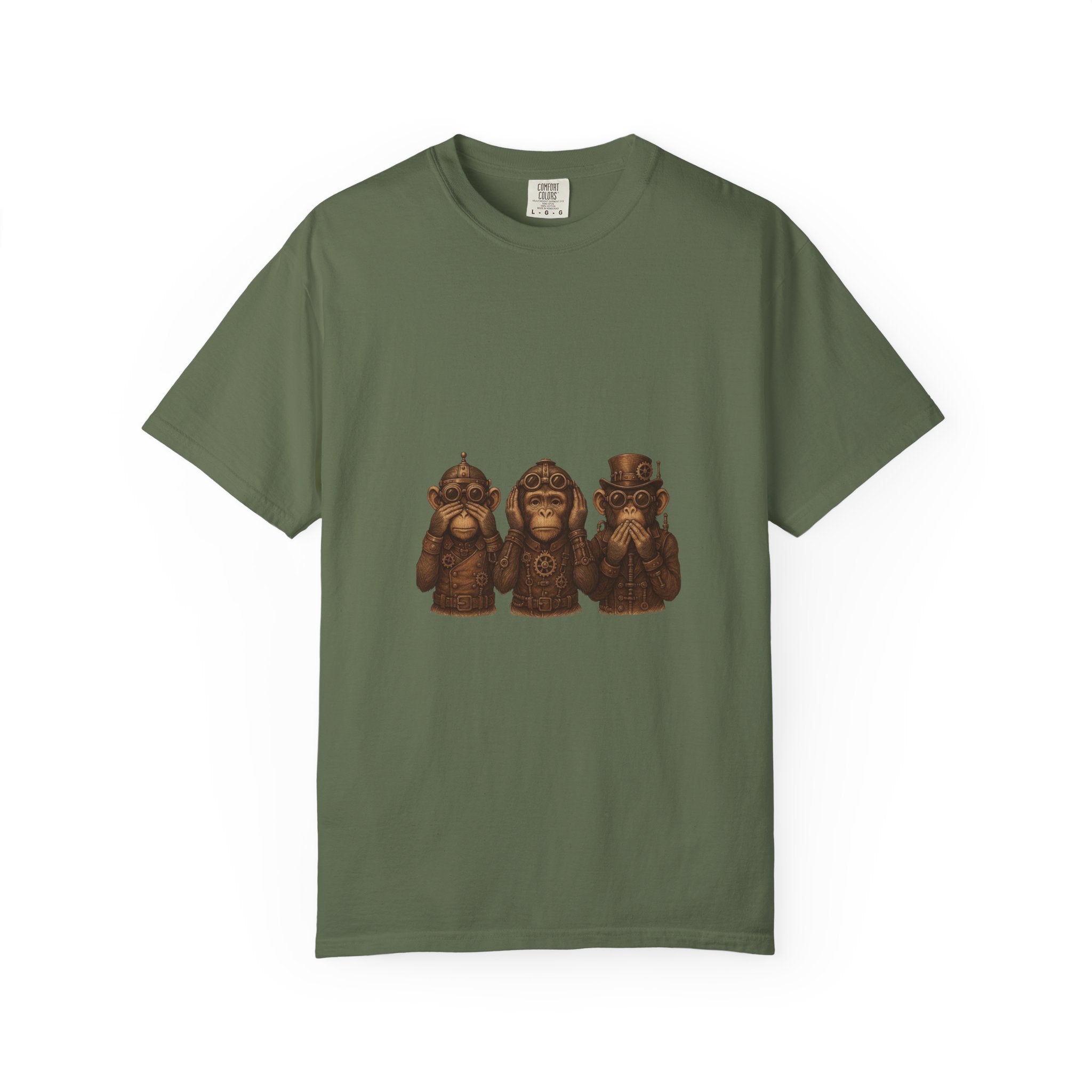 Wise Monkeys from "Steampunk Kingdom" Graphic Tee, Unisex Shirt, Casual Wear, Gift for Animal Lovers, Eco-Friendly Fashion, Cool Summer T-Shirt