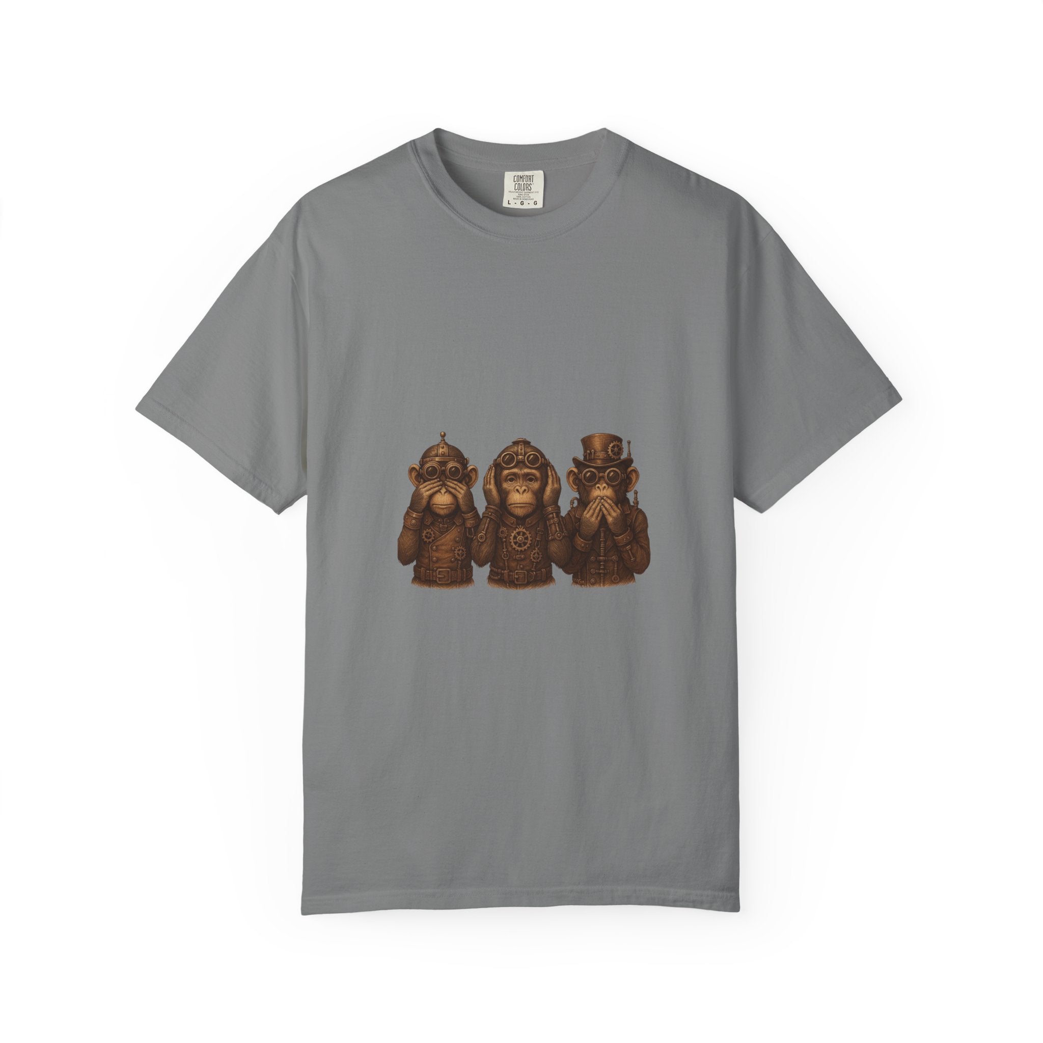 Wise Monkeys from "Steampunk Kingdom" Graphic Tee, Unisex Shirt, Casual Wear, Gift for Animal Lovers, Eco-Friendly Fashion, Cool Summer T-Shirt
